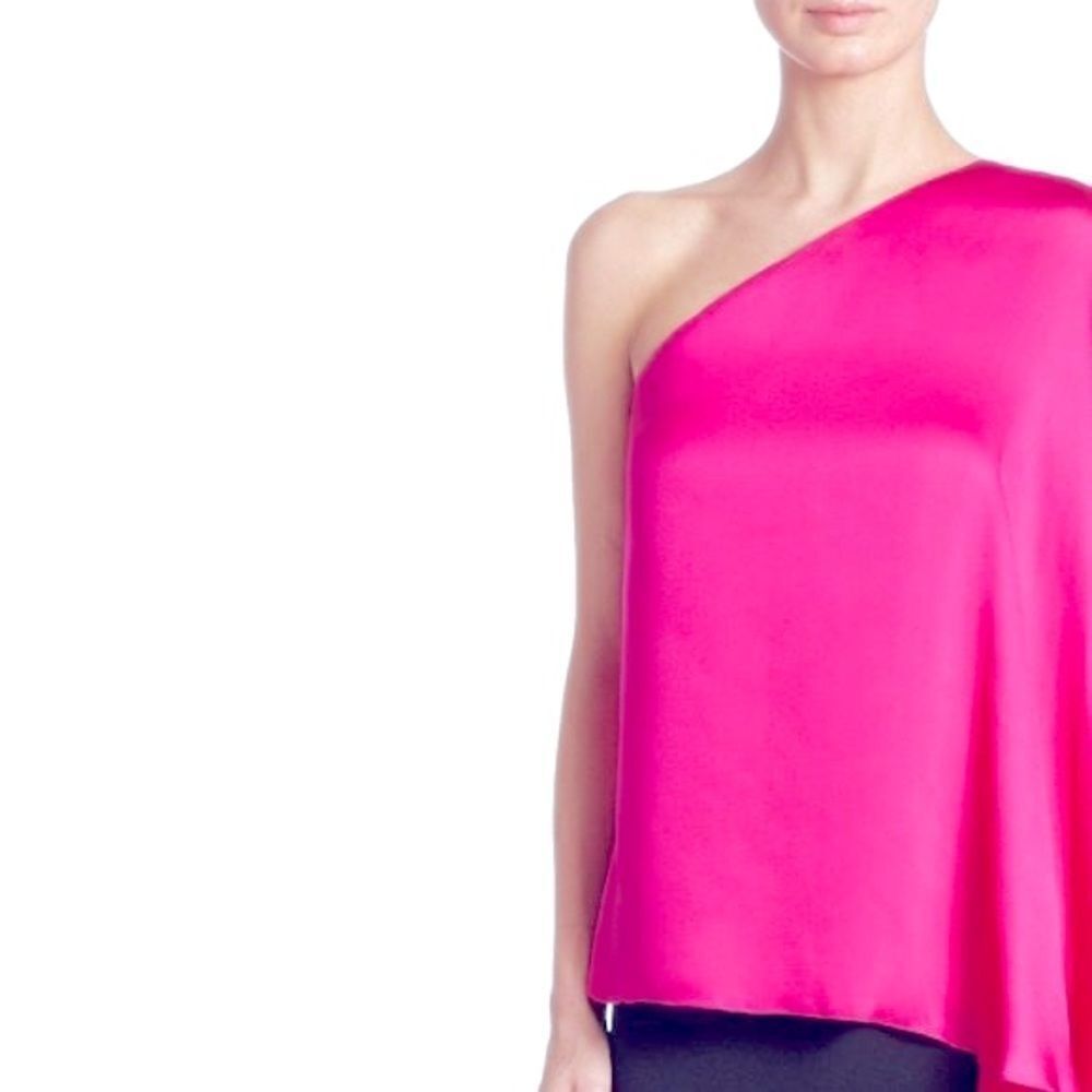 Ralph Lauren Black Label Pre-Fall 2015 Pink One Shoulder Givanna Blouse